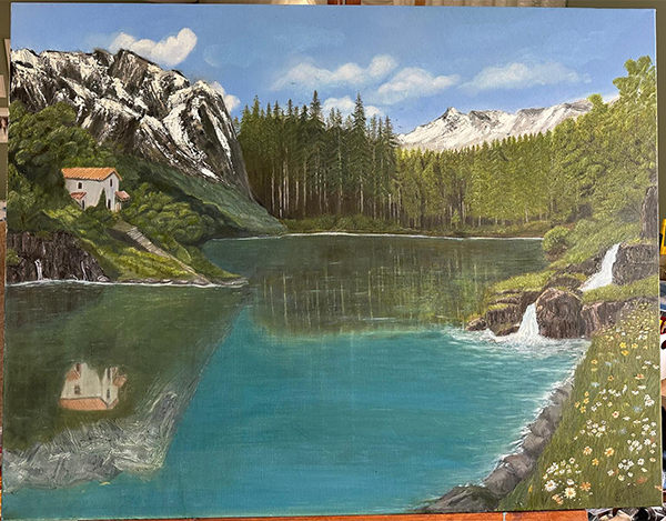 Nature with a lake and trees